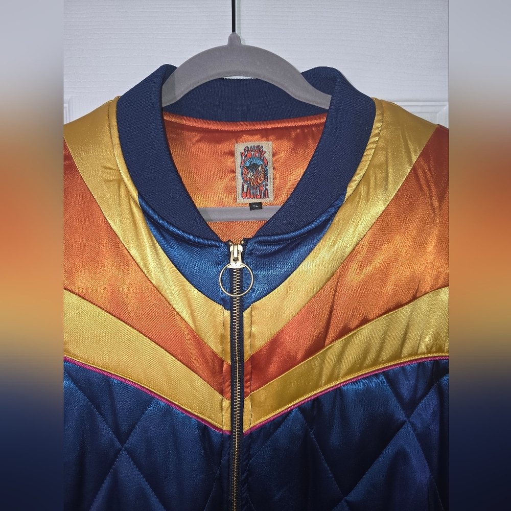 Moving Sale! { Classic Rock Couture Original Blue Rising Sun Bomber Jacket XL - Picture 4 of 12